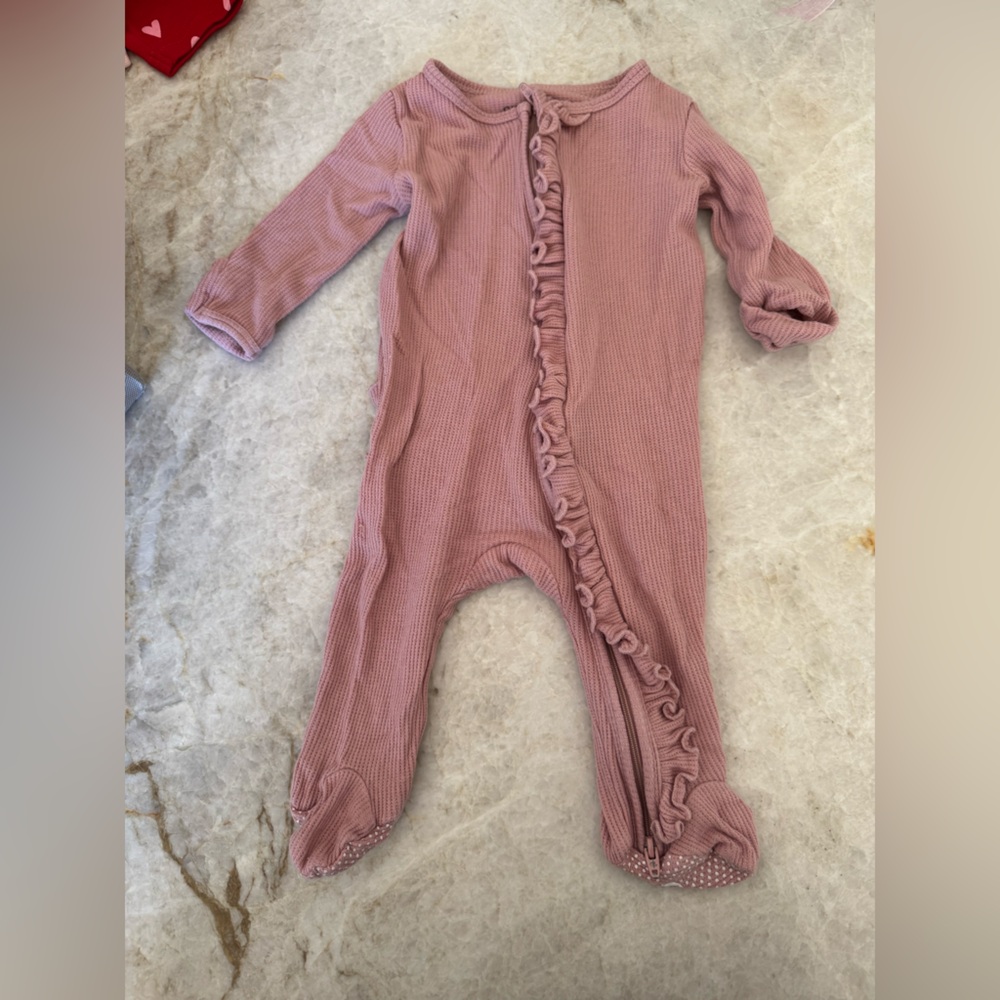 Used many times Caden Lane mauve color 0-3 month onesie footie pajama